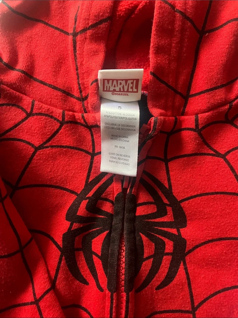 Marvel Kids' Red & Blue Spider-Man Hoodie Costume, size 5. - Picture 2 of 5